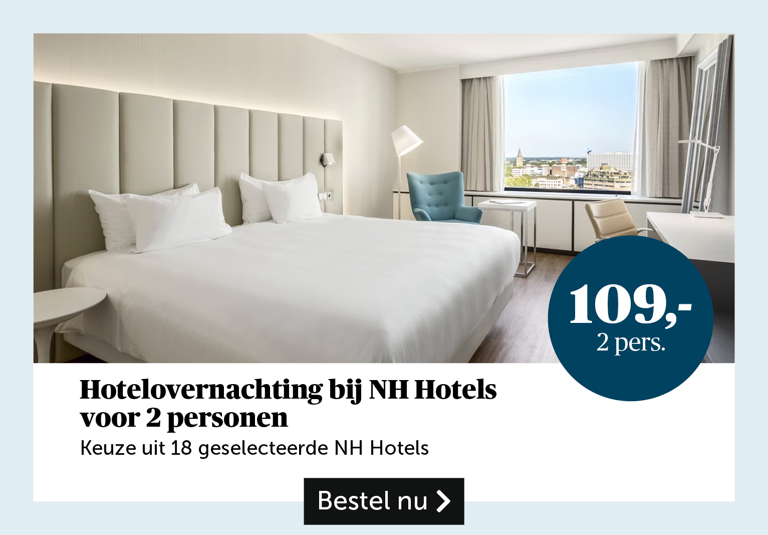 Hotelovernachting bij NH Hotels voor 2 personen