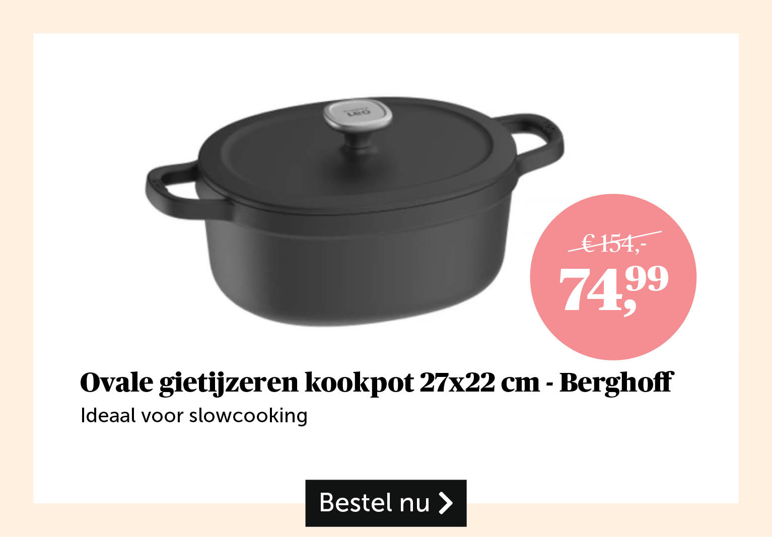 Ovale gietijzeren kookpot 27x22 cm - Berghoff