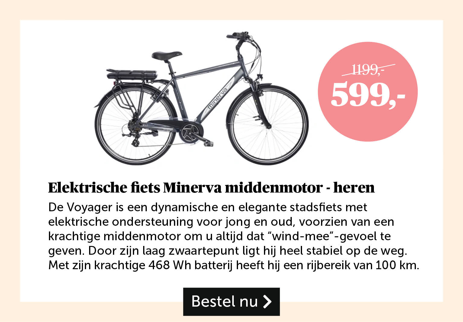 Elektrische fiets Minerva middenmotor- heren