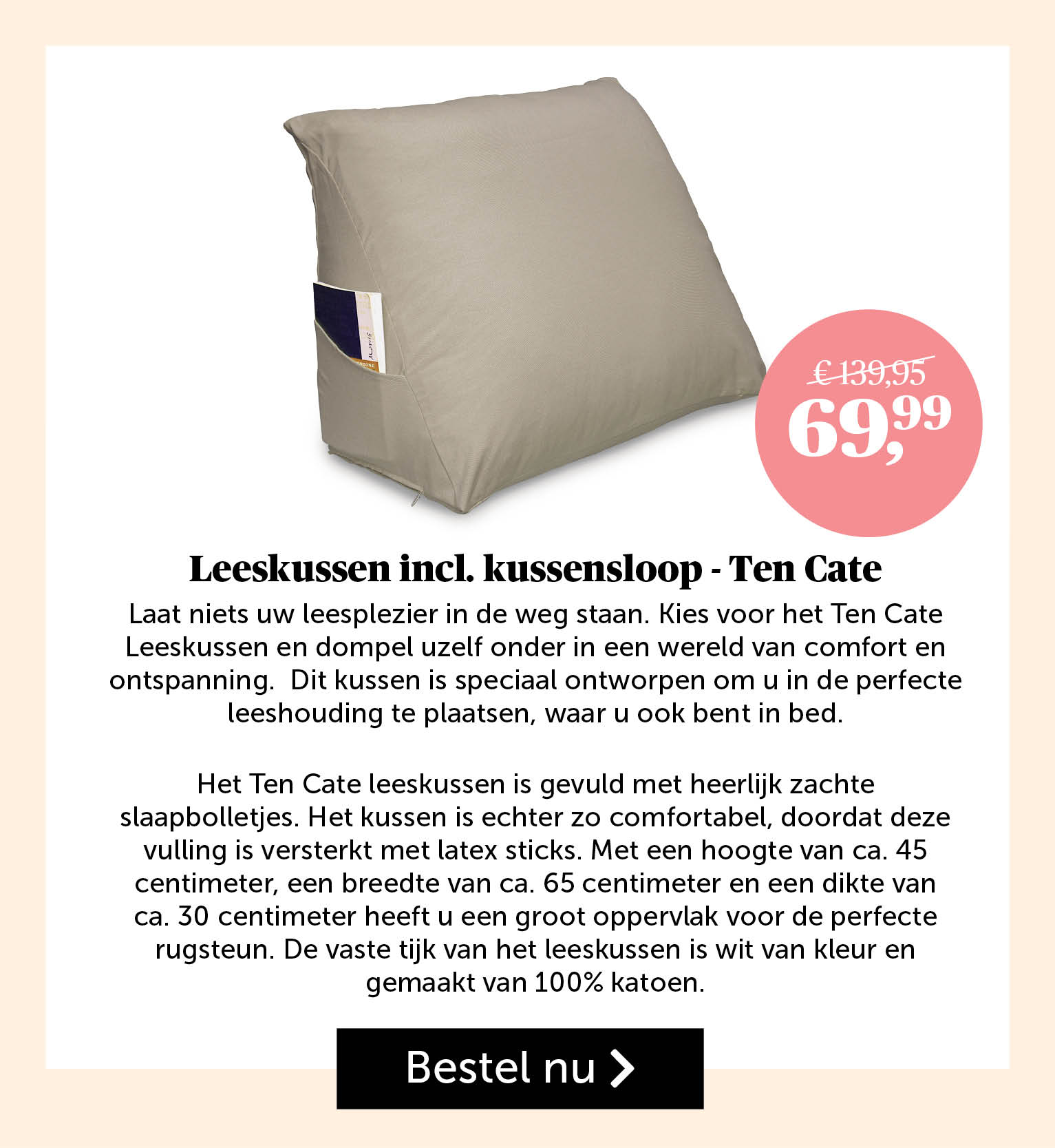 Leeskussen incl. kussensloop - Ten Cate