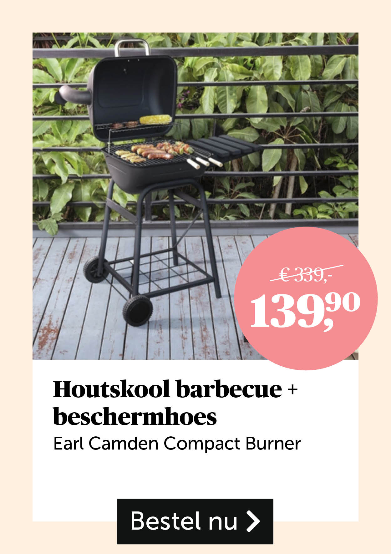 Houtskool barbecue + beschermhoes